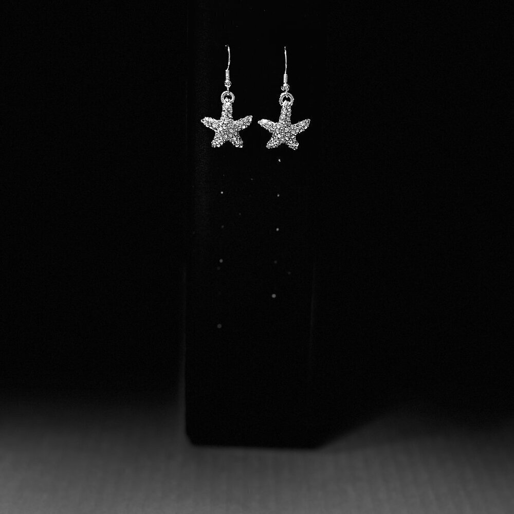 Sterling Silver Crystal Starfish Earrings